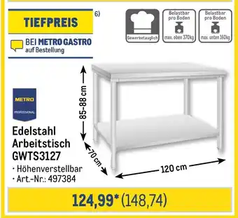 METRO METRO PROFESSIONAL Edelstahl Arbeitstisch GWTS3127 Angebot