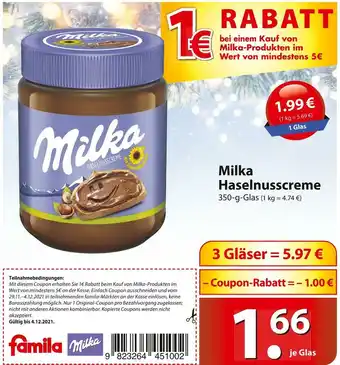 Famila Nord Ost Milka haselnusscreme Angebot