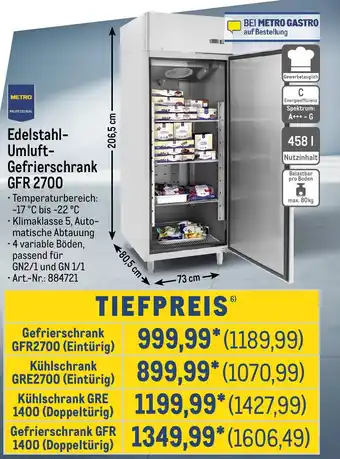 METRO METRO PROFESSIONAL Edelstahl- Umluft- Gefrierschrank GFR 2700 Angebot