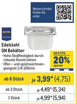 METRO METRO PROFESSIONAL Edelstahl GN Behälter Angebot