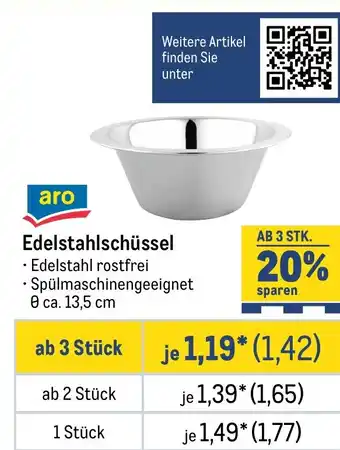 METRO aro Edelstahlschüssel Angebot