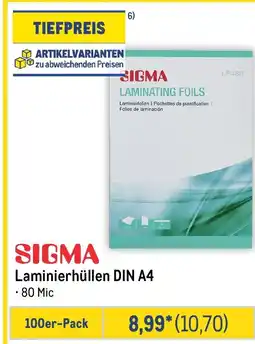 METRO SIGMA Laminierhüllen DIN A4 Angebot