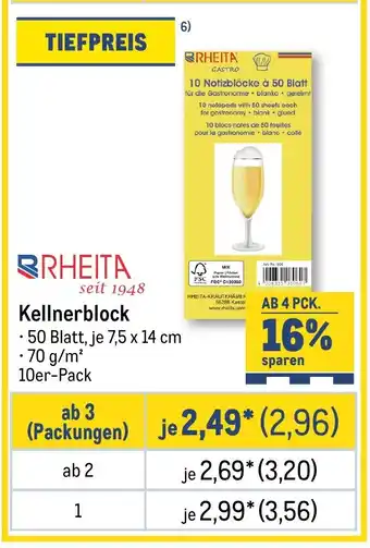 METRO RHEITA Kellnerblock Angebot