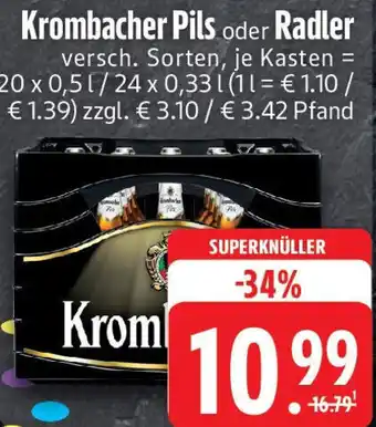 Edeka Krombacher Pils oder Radler Angebot