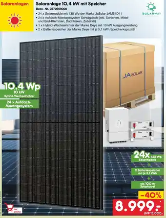 Netto Marken-Discount SOLARWAY Solaranlage 10,4 kW mit Speicher Angebot