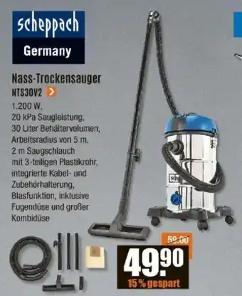 V Baumarkt scheppach Nass-Trockensauger NTS30V2 Angebot