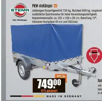 V Baumarkt STEMA PKW-Anhänger Angebot