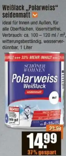 V Baumarkt SCHÖNER WOHNEN Weißlack ,,Polarweiss" seidenmatt Angebot