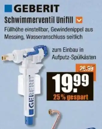 V Baumarkt GEBERIT Schwimmerventil Unifill Angebot