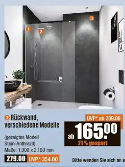 V Baumarkt BREUER Rückwand, verschiedene Modelle Angebot