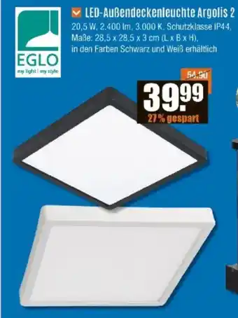 V Baumarkt EGLO LED-Außendeckenleuchte Argolis 2 Angebot