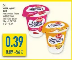 diska Zott Sahne Joghurt mild Angebot