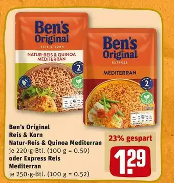 REWE Ben’s original reis & korn natur-reis & quinoa mediterran oder express reis mediterran Angebot