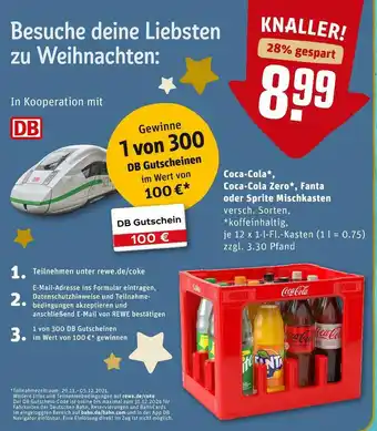 REWE Coca-cola, coca-cola zero, fanta oder sprite mischkasten mischkasten Angebot