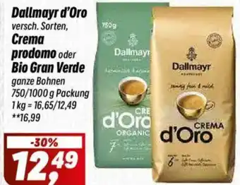 Simmel Dallmayr d'Oro, Crema prodomo oder Bio Gran Verde Angebot