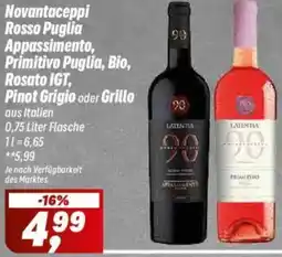 Simmel Novantaceppi Rosso Puglia Appassimento, Primitivo Puglia, Bio, Rosato IGT, Pinot Grigio oder Grillo Angebot