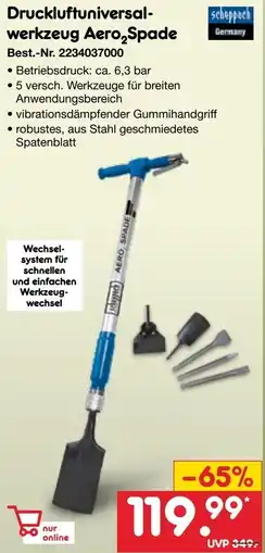 Netto Marken-Discount Scheppach Druckluftuniversalwerkzeug Aero₂Spade Angebot