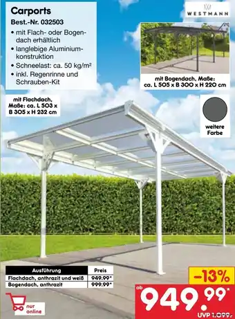 Netto Marken-Discount WESTMANN Carports Angebot