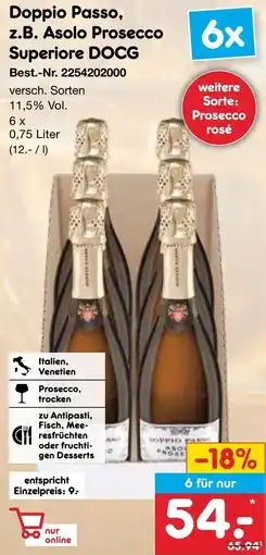 Netto Marken-Discount Doppio Passo, z.B. Asolo Prosecco Superiore DOCG Angebot