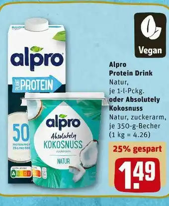 REWE Alpro protein drink oder absolutely kokosnuss Angebot