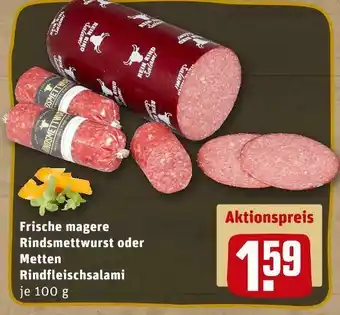 REWE Metten frische magere rindsmettwurst oder rindfleischsalami Angebot