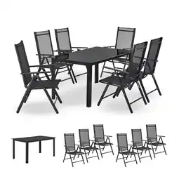 Netto Marken-Discount Juskys Aluminium Gartengarnitur Milano Gartenmöbel Set mit Tisch und 6 Stühlen Dunkel-Grau Angebot