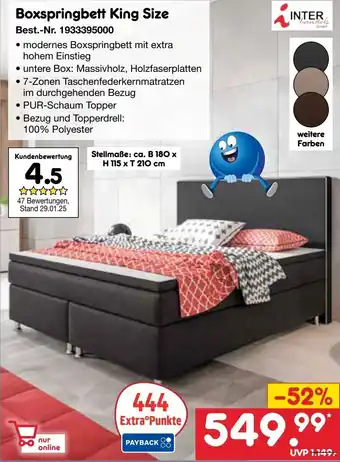 Netto Marken-Discount INTER handels Boxspringbett King Size Angebot