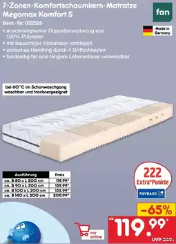 Netto Marken-Discount fan 7-Zonen-Komfortschaumkern-Matratze Megamax Komfort S Angebot