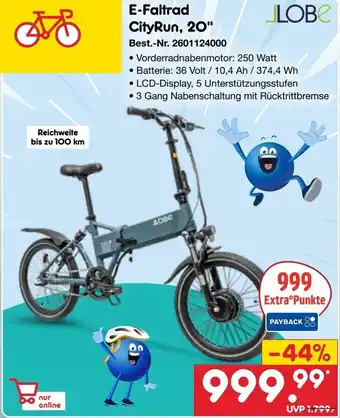 Netto Marken-Discount JLOBE E-Faltrad CityRun, 20" Angebot