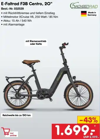 Netto Marken-Discount SACHSENRAD E-Faltrad F3B Centro, 20" Angebot