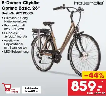 Netto Marken-Discount hollandia E-Damen-Citybike Optima Basic, 28" Angebot