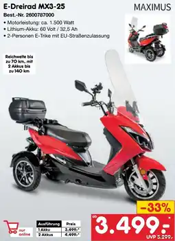 Netto Marken-Discount MAXIMUS E-Dreirad MX3-25 Angebot