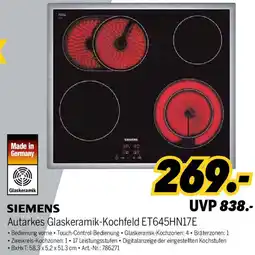 MEDIMAX SIEMENS Autarkes Glaskeramik-Kochfeld ET645HN17E Angebot