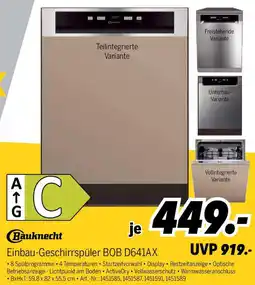 MEDIMAX Bauknecht Einbau-Geschirrspüler BOB D641AX Angebot