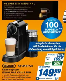 expert Techno Land DeLonghi NESPRESSO Kapselsystem EN267.BAE Citiz & Milk Angebot