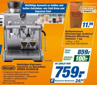 expert Techno Land DeLonghi Siebträger-Espressomaschine La Specialista OPERA EC9555.M Angebot