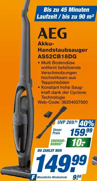 expert Techno Land AEG Akku Handstaubsauger AS52CB18DG Angebot