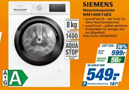 expert Techno Land SIEMENS Waschmaschine WM14NK74EX Angebot