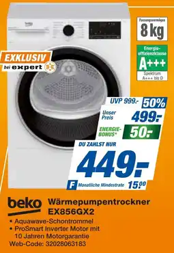 expert Techno Land beko Wärmepumpentrockner EX856GX2 Angebot