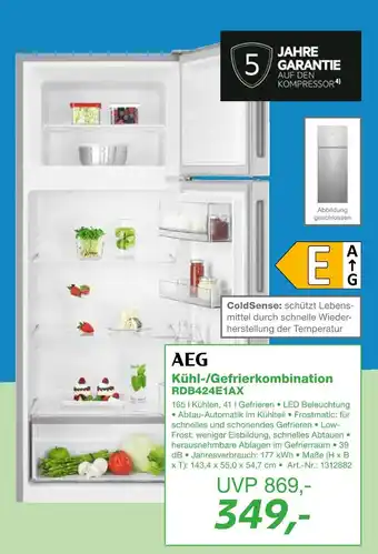 EP Aeg kühl-/gefrierkombination rdb424e1ax Angebot