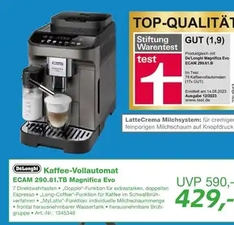 EP Delonghi kaffee-vollautomat ecam 290.81.tb magnifica evo Angebot