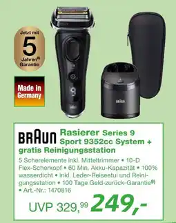 EP Braun rasierer series 9 sport 9352cc system + gratis reinigungsstation Angebot