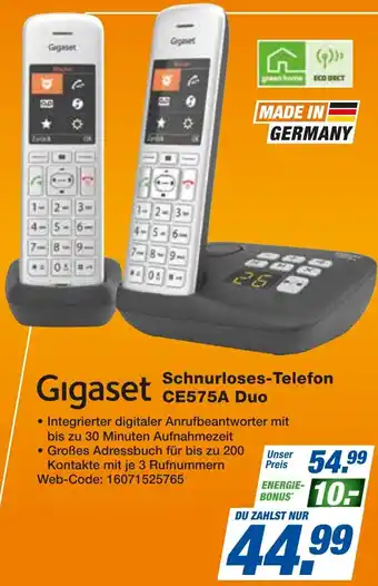 expert Techno Land Gigaset Schnurloses-Telefon CE575A Duo Angebot