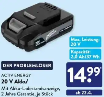 Aldi Süd ACTIV ENERGY 20 V Akku Angebot