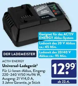 Aldi Süd ACTIV ENERGY Universal-Ladegerät Angebot