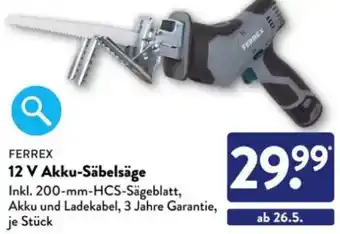 Aldi Süd FERREX 12 V Akku-Säbelsäge Angebot