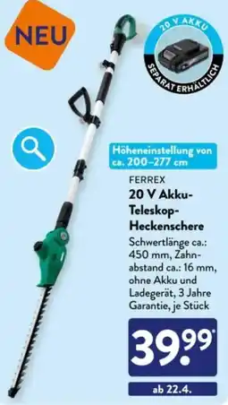 Aldi Süd FERREX 20 V Akku Teleskop Heckenschere Angebot