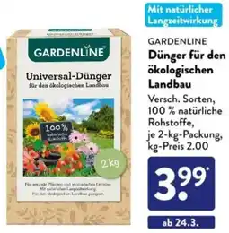 Aldi Süd GARDENLINE Dünger für den ökologischen Landbau Angebot