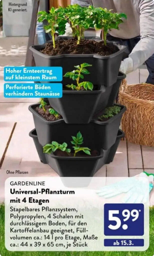 Stapelbarer Erdbeer-Pflanzturm 4 Oder 5 Etagen - Vertikaler Pflanzkbel Fr  Balkon & Garten Platzsparender Pflanzturm Balkon