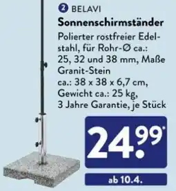 Aldi Süd BELAVI Sonnenschirmständer Angebot